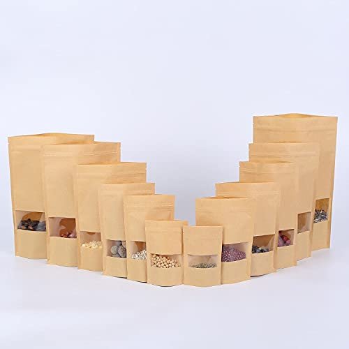 100pcs Brown Gift Kraft Paper Bag Zip Lock Food Snack Tea Bag Packing Retail craft paper bag food (30X40cm)