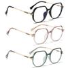 Retro Polygon Reading Glasses For Women Blue Light Blocking Oversized Eyeglass Frames Large lens (Silver Black/pink/green, 3.75) view 4