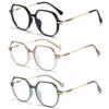 Retro Polygon Reading Glasses For Women Blue Light Blocking Oversized Eyeglass Frames Large lens (Silver Black/pink/green, 1.75) view 1