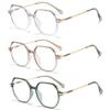 Retro Polygon Reading Glasses For Women Blue Light Blocking Oversized Eyeglass Frames Large lens (Clear/pink/green, 3.50) view 1