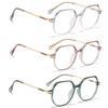 Retro Polygon Reading Glasses For Women Blue Light Blocking Oversized Eyeglass Frames Large lens (Clear/pink/green, 3.50) view 4
