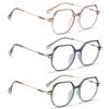 Retro Polygon Reading Glasses For Women Blue Light Blocking Oversized Eyeglass Frames Large lens (Pink/green/blue, 2.0) view 3