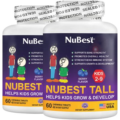 NuBest Tall Kids - Multivitamins & Minerals for Age 2 to 9 - Bone Strength & Immunity Support - Helps Kids, Toddlers Healthy - Animal Shapes - 120 Chewable Berry Tablets | 2 Months Supply