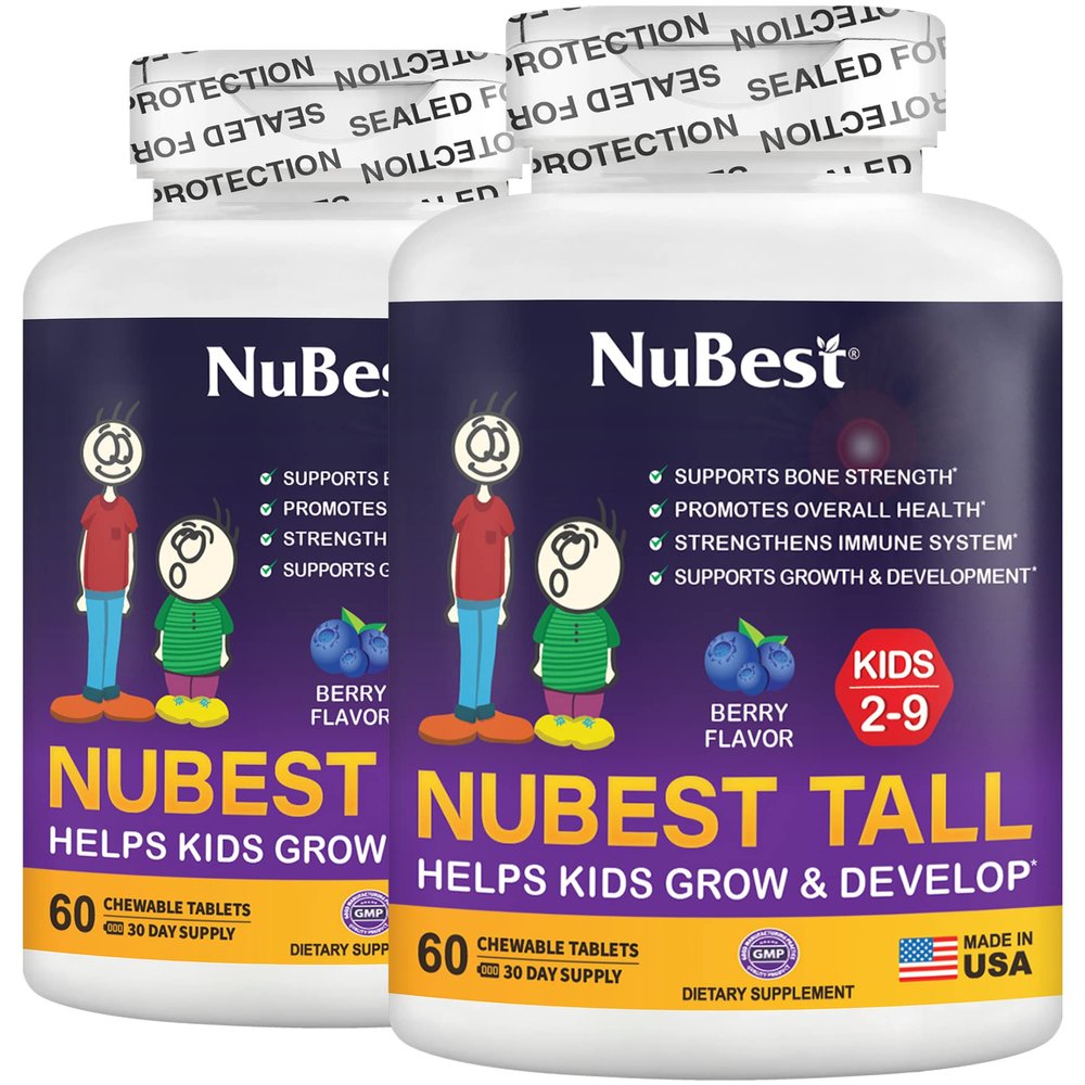 NuBest Tall Kids - Multivitamins & Minerals for Age 2 to 9 - Bone Strength & Immunity Support - Helps Kids, Toddlers Healthy - Animal Shapes - 120 Chewable Berry Tablets | 2 Months Supply