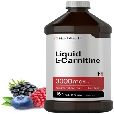 Horbach L-Carnitine Liquid 16 oz | 3000 mg | Berry Flavor | Vegetarian Formula | Non-GMO, Gluten Free Supplement