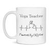 Yoga Teacher Powered By Caffeine Funny Coffee Lover EKG ECG Gift Mug, 11-Ounce White view 1