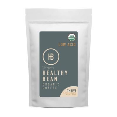 Healthy Bean Coffee Thrive Morning Blend - Whole Bean Low Acid Coffee for Sensitive Stomach, Smooth and Rich Flavor - USDA Organic, Medium Roast Coffee Beans, 11oz