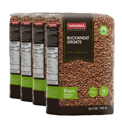 Yarmarka Farm Rosted Buckwheat Groats 700g/1.54lb Non GMO, Kosher, Diet Friendly (Pack of 4) Non GMO, Pland Based Diet Friendly, Vegan Meal