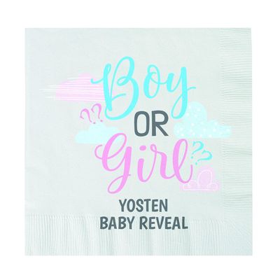 Personalized Gender Reveal Paper Beverage Napkins 50 Pc.