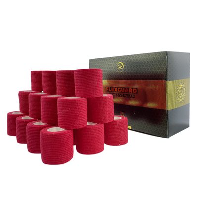 (24-Pack) 2 x 15 FT Disposable Cohesive Bandage Tattoo Grip Tape Wrap Self Adhesive Elastic Non Woven Bandage Cohesive Wrap Self Adherent Wrap for Pets and for Sports (Red)