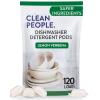 The Clean People Dishwasher Pods - Cuts Grease & Rinses Sparkling Clean - Residue-Free - Phosphate Free Dishwashing Pods (120 Count, Lemon Verbena) view 1