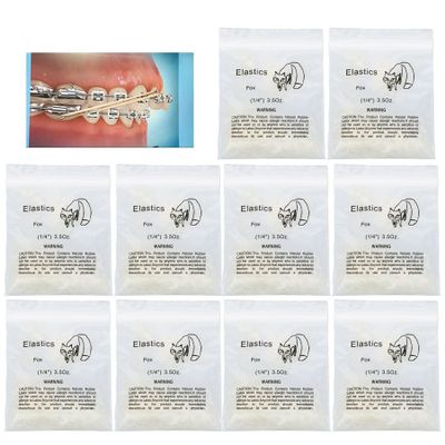 1000Pcs Dental Elastics Orthodontic Rubber Bands Ties Braces 3.5oz Zoo Pack 10bags (Fox 1/4" 3.5oz)