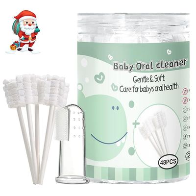 Camiee 48PCS Toothbrush Disposable Newborn Tongue Cleaner & Gum Cleaning Gauze, Oral Hygiene Care for 0-36 Months Baby (1 Pack)