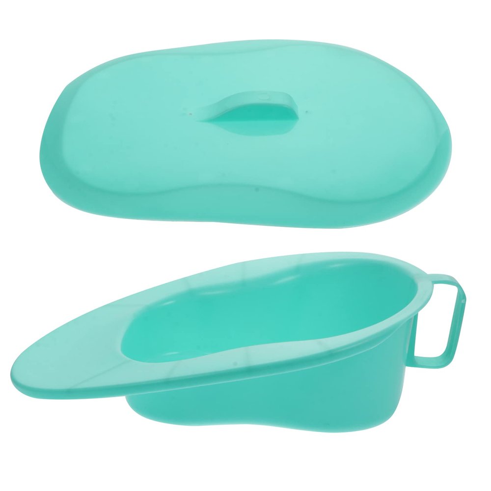 Bedpan with Lid 1Pcs Plastic Healthcare Bed Pan Pan Emergency Device for Handicapped Elderly