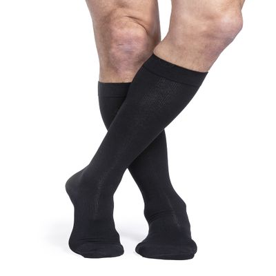 SIGVARIS Mens Essential Cotton 230 Closed Toe Calf-High Socks W/Grip 30-40mmHg