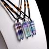1pc Natural Crystal Rainbow Fluorite Single Point Hexagonal Prism Pendant Stripe Crystal Fluorite Necklace Health Energy Stone (Color : Rainbow Fluorite) view 1