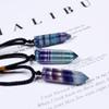 1pc Natural Crystal Rainbow Fluorite Single Point Hexagonal Prism Pendant Stripe Crystal Fluorite Necklace Health Energy Stone (Color : Rainbow Fluorite) view 3