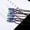 1pc Natural Crystal Rainbow Fluorite Single Point Hexagonal Prism Pendant Stripe Crystal Fluorite Necklace Health Energy Stone (Color : Rainbow Fluorite) view 4