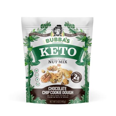 Bubba's Keto Nut Mix Chocolate Chip Cookie Dough, 5oz (Pack of 2) | 2g Net Carbs | Gluten Free, High Protein Snack