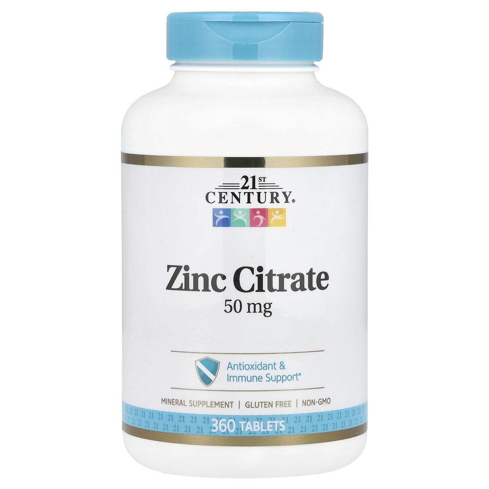 21st Century Healthcare Zinc Citrate Tablets 50mg, 360 Count, White