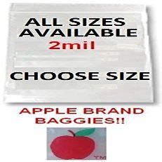 1000 PACK APPLE BRAND BAGGIES MINI 2mil CLEAR BAGS 1000 resealable plastic (12534yellow)