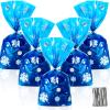 Outus 100 Pcs Christmas Favor Bags Snowflake Santa Claus Treat Bags Flat Cellophane Plastic Container for Bakery Cookies Candies Dessert with 100 Pieces Twist Ties(Snowflake,Silver) view 1