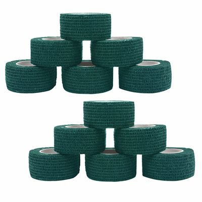 [12 Pack-1" x5Yards] MINGYUE Self Adhesive Bandage Wrap,Athletic Tape,Sports Tape,Wrist and Ankle Wrap Tape,Cohesive Bandage for Vet Tape(Dark Green)