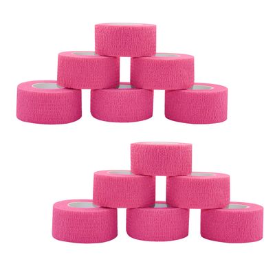 [12 Pack-1" x5Yards] MINGYUE Self Adhesive Bandage Wrap,Athletic Tape,Sports Tape,Wrist and Ankle Wrap Tape,Cohesive Bandage for Vet Tape(Pink)