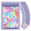 100 Pieces Resealable Mylar Bags, Small Holographic Packaging Bags, Smell Proof Mylar Bags for Food Storage/Jewelry/Eyelash for Small Business (Purple, 5.5x7.8 Inch) view 1
