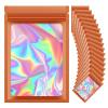 100 Pieces Resealable Mylar Bags, 4x6 Mylar Bags with Window, Small Holographic Packaging Bags for Food Storage/Jewelry/Eyelash for Small Business (Orange, 4.1x5.9 Inch) view 1
