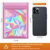 100 Pieces Resealable Mylar Bags, Small Holographic Packaging Bags, Smell Proof Mylar Bags for Food Storage/Jewelry/Eyelash for Small Business (Pink, 5.5x7.8 Inch) view 2
