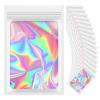 100 Pieces Resealable Mylar Bags, Small Holographic Packaging Bags, Smell Proof Mylar Bags for Food Storage/Jewelry/Eyelash for Small Business (White, 5.5x7.8 Inch) view 1