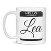 Hello My Name Is Lea Personalized Girl's Name Tag Label Sticker Coffee Mug, 11-Ounce White view 1