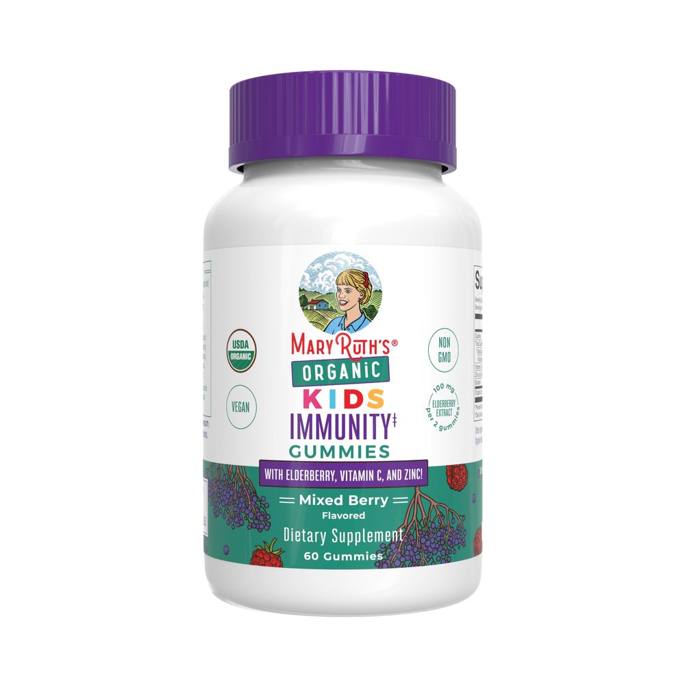 MaryRuth Organics Kids Immune Support Gummies | USDA Organic | Vitamin C, Zinc, and Elderberry Gummies for Kids| Immune Support for Ages 4+ | Vegan | Non-GMO | Gluten Free | 60 Count
