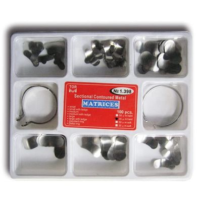 100Pcs Dental 35m Sectional Contoured Metal Matrices 2 Rings to Fill Tooth