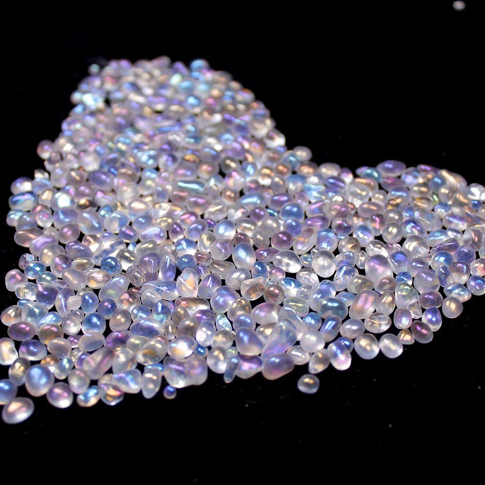 HXSCOO 50g/Bag Amazing Aura Rainbow Quartz Artificial Crystal Healing medaion Gemstone Reiki Tumble Gravel for Decoration (Size : 50g)