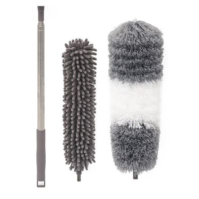 Eaves Brush and Pole - Cobweb Duster and Extension-Pole Combo 20 Foot Reach, Hand-Packaged, Lightweight, 3-Stage Aluminum Pole, Indoor & Outdoor Use Brush Attachment