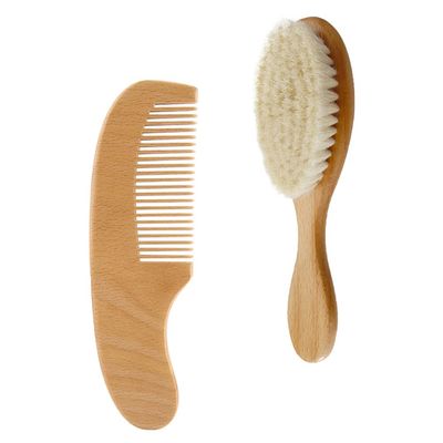 Beaupretty 1set Handle Wool Brush and Comb Kit for Bathing Care Gentle Shampoo Brush for Newborns Promotes Scalp Massage and Blood Circulation Wood Comb
