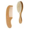Beaupretty 1set Handle Wool Brush and Comb Kit for Bathing Care Gentle Shampoo Brush for Newborns Promotes Scalp Massage and Blood Circulation Wood Comb view 1
