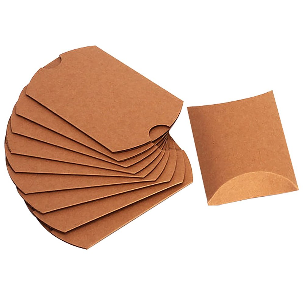 homeemoh 100 Pcs Mini Pillow Candy Boxes, Small Kraft Paper Boxes Wedding Favor Boxes Gift Boxes for Wedding Birthday Party Festival,03