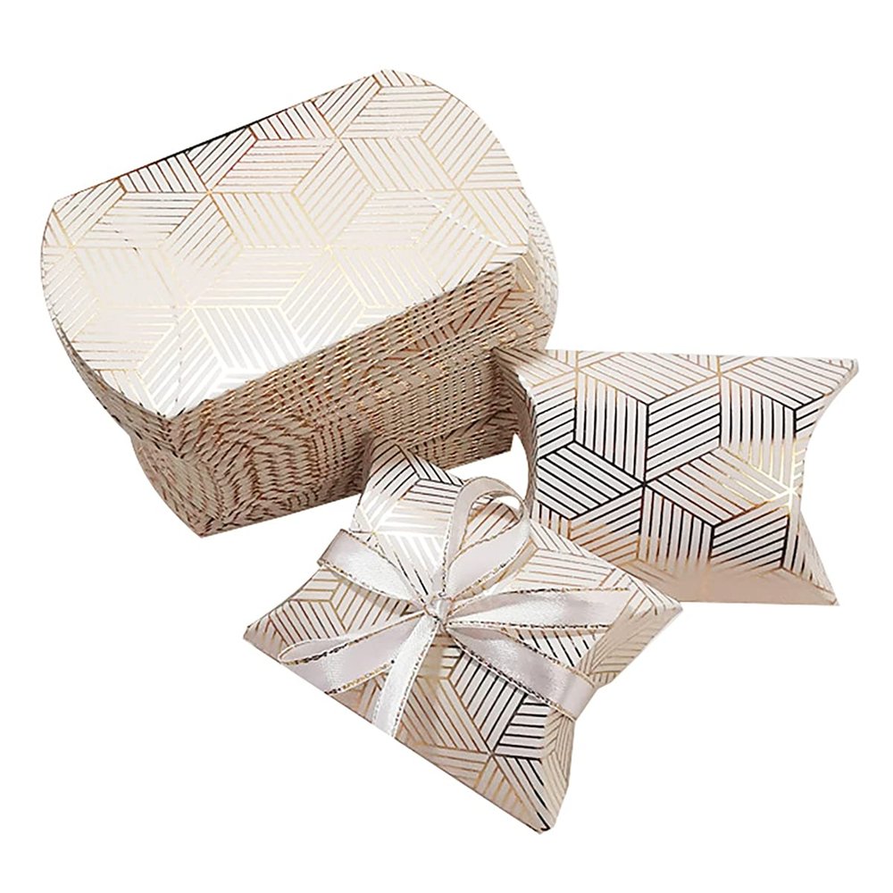 homeemoh 10 Pcs Mini Pillow Candy Boxes, Small Kraft Paper Boxes Wedding Favor Boxes Gift Boxes for Wedding Birthday Party Festival,12