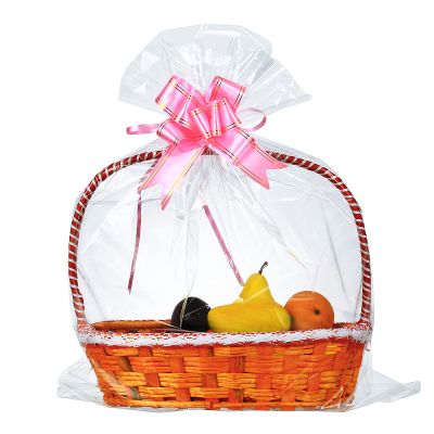 100 Packs Large Cellophane Bags 24" x 30" Clear Cellophane Gift Basket Wraps Extra-large 2.3 Mil Thick Transparent Plastic Wrap Bags for Fruit Basket, Gift Wrap, Treats, Arts and Crafts, 100ct Ribbon Bows