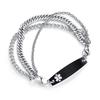 AOAMID Interchangeable Medical Alert id bracelets for Men Stainless steel medical bracelets for women with free engraving custom engraving(SILVER/BLACK-8.5 IN) view 1