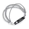 AOAMID Interchangeable Medical Alert id bracelets for Men Stainless steel medical bracelets for women with free engraving type 1 diabetes(SILVER / BLACK8.5 IN) view 1
