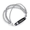 AOAMID Interchangeable Medical Alert id bracelets for Men Stainless steel medical bracelets for women with free engraving eliquis(SILVER/BLACK-7.5 IN) view 1