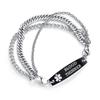 AOAMID Interchangeable Medical Alert id bracelets for Men Stainless steel medical bracelets for women with free engraving blood thinner(SILVER / BLACK8.5 IN) view 1