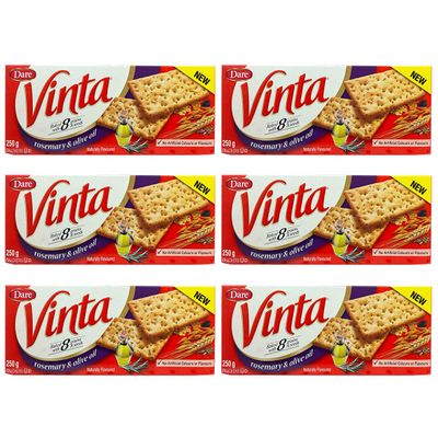 Dare Vinta Rosemary & Olive Oil Crackers, 250g/9oz, 6-Pack {Imported from Canada}