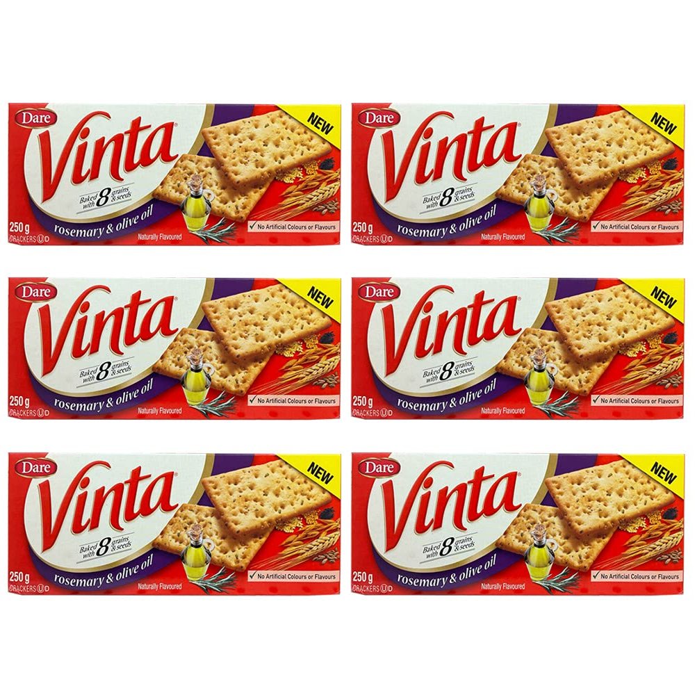 Dare Vinta Rosemary & Olive Oil Crackers, 250g/9oz, 6-Pack {Imported from Canada}