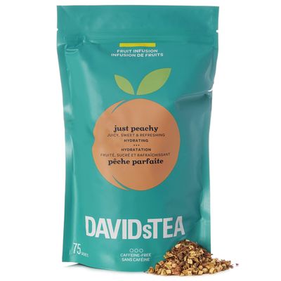 DAVIDsTEA Just Peachy Tea Bags, Premium Herbal Tea with Peach and Apple, Fruity Iced Tea, 75 Tea Sachets Total