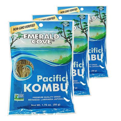 Emerald Cove Pacific Kombu, Non-GMO Dried Seaweed Pieces, Resealable Bag, 1.76 Ounce (3 pk)